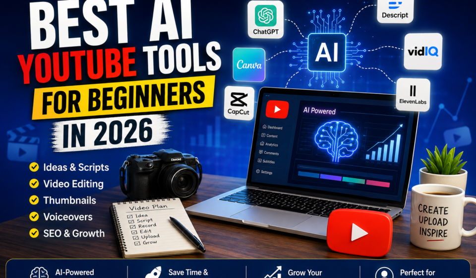 Discover the best AI YouTube tools for beginners in 2026. Create videos, write scripts, make thumbnails, and grow your channel faster with AI.
